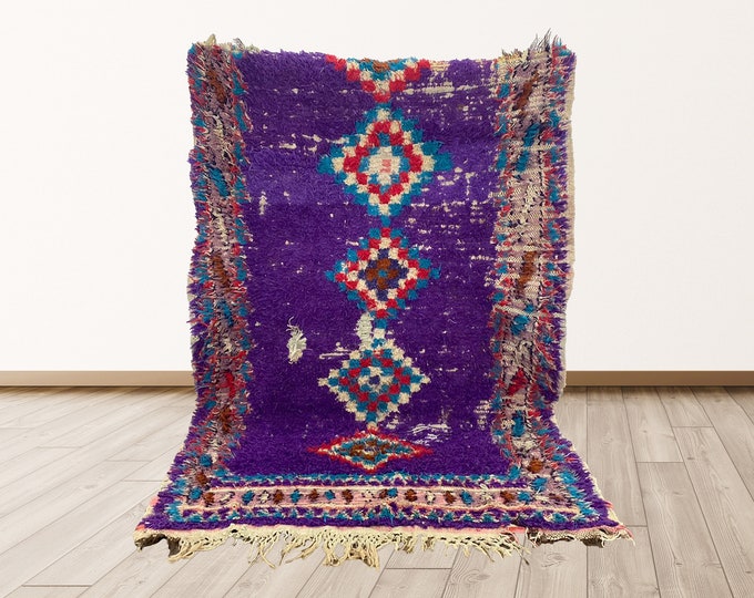 3x5 Foot Morrocan Vintage Tribal Berber area rug, berber Azilal Moroccan Vintage rugs.