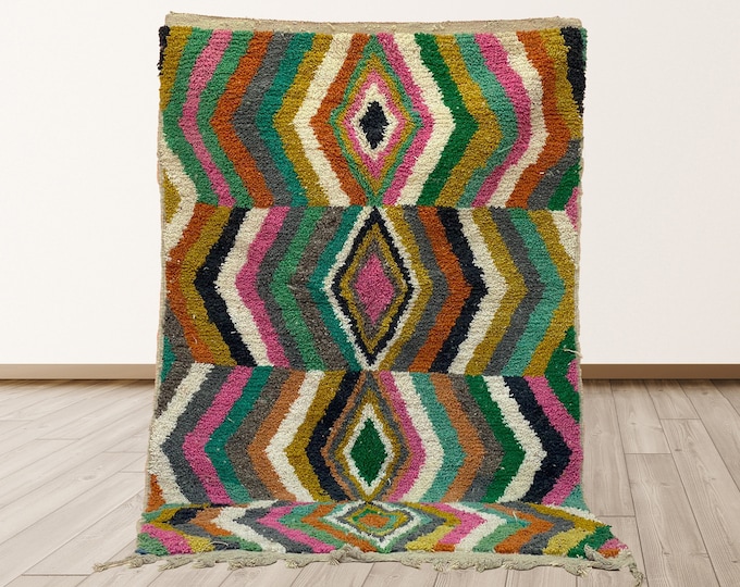 Moroccan Handmade Chevron Rug: Bohemian Area Rug.