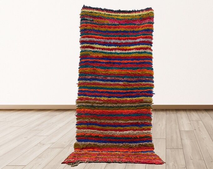 3x6 ft vintage Moroccan colorful berber rug.