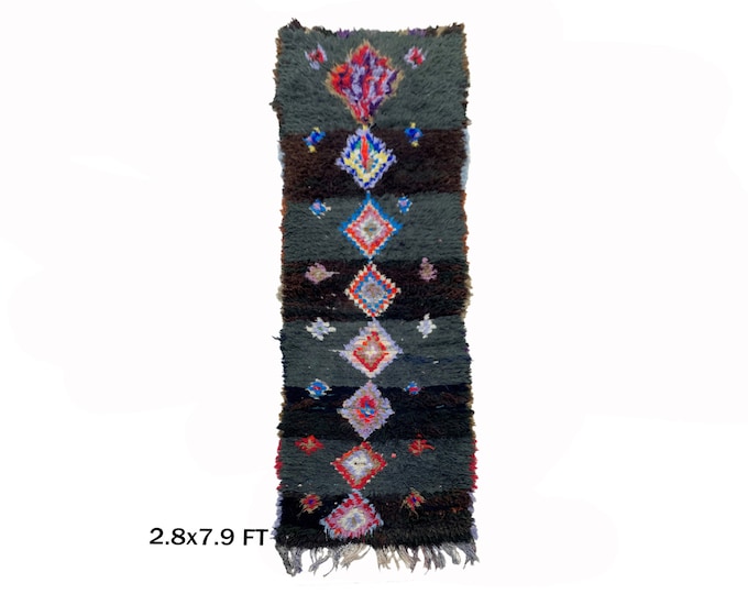 Moroccan Vintage Colorful Rug Runner 3x8 - Unique Home Decor.