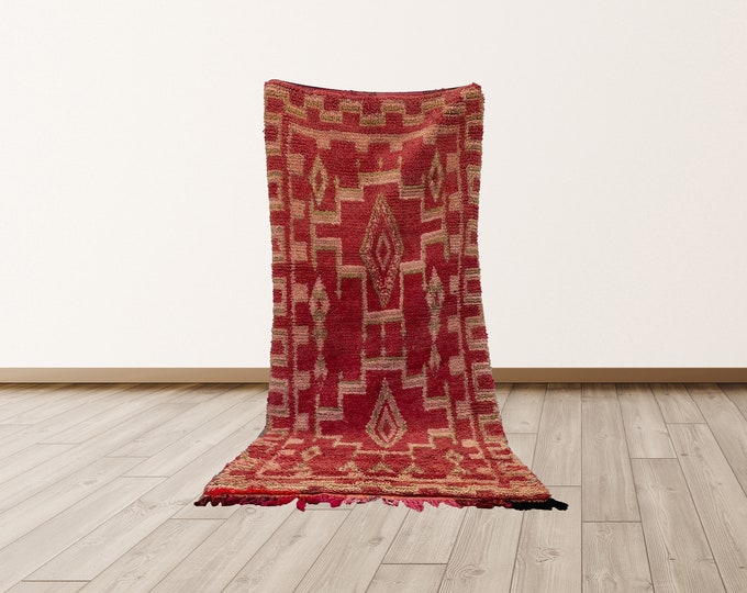 3x8 ft Azilal Morrocan Berber Vintage Rug.