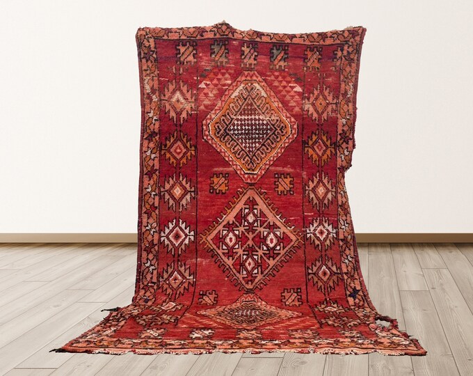 Moroccan shag rug, 5x9 feet area rug, Vintage Moroccan rug.