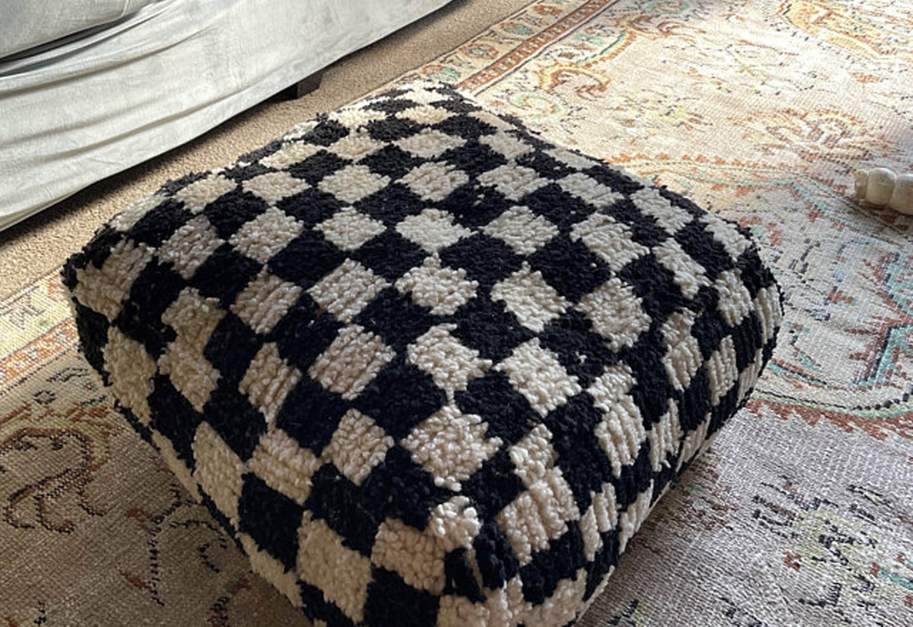 Moroccan Checkered Pouf Etsy UK