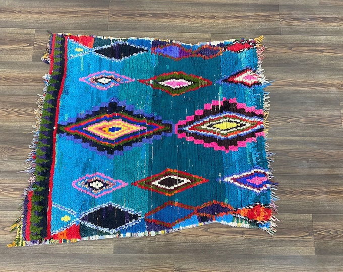 3x4 feet Tribal Moroccan Vintage small rug, Vintage Moroccan Berber rug.