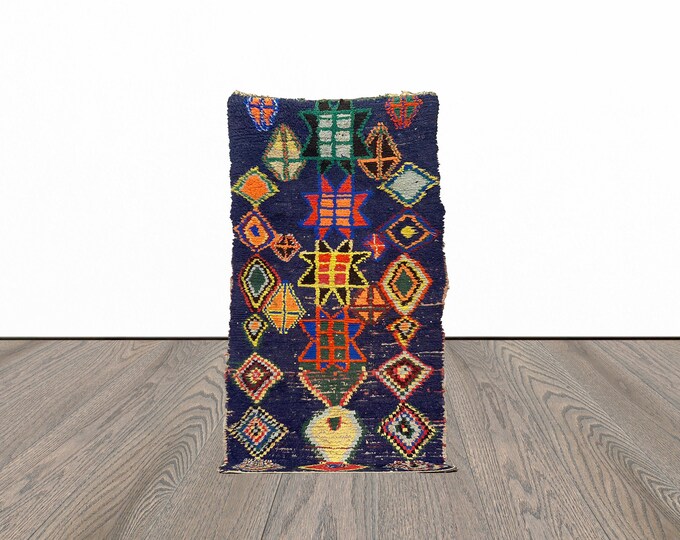 3x7 vintage moroccan rug, berber woven rug, tribal area rug, indoor azilal rug, ornate vintage rug.