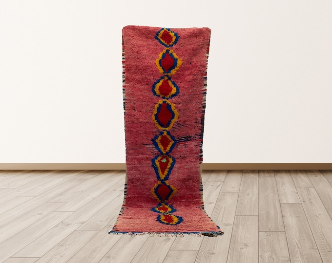 Bohemian Azilal Morrocan 3x7 ft Berber Vintage Rug.