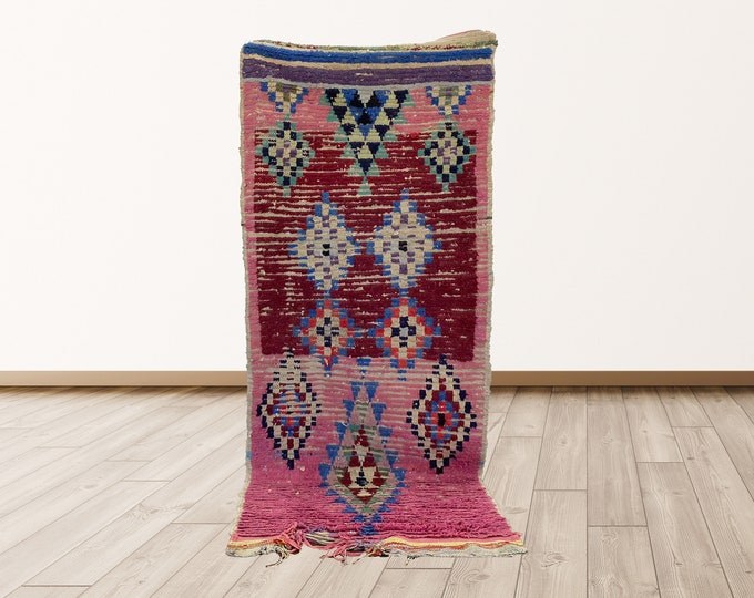 Azilal Vintage Moroccan rugs 2,8x7,2 feet Berber Bohemian runners shag rugs.
