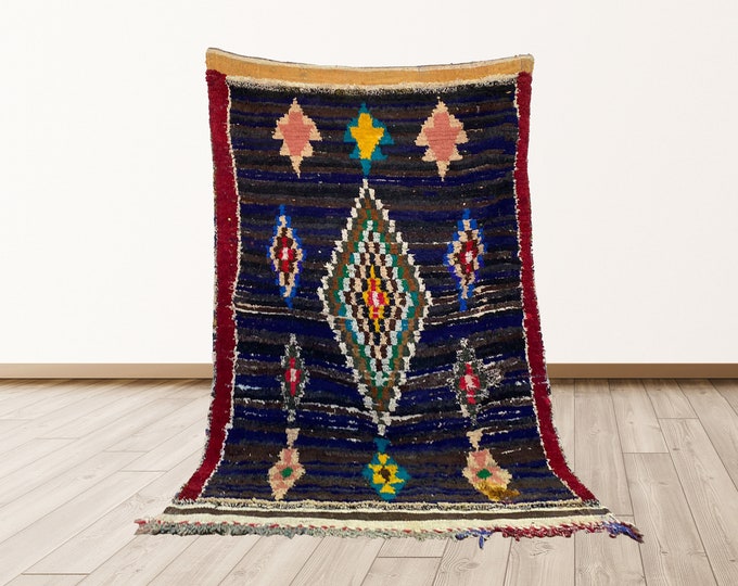 5x6 ft  Azilal Moroccan vintage berber Shag rug, Berber Bohemian shag area rugs.