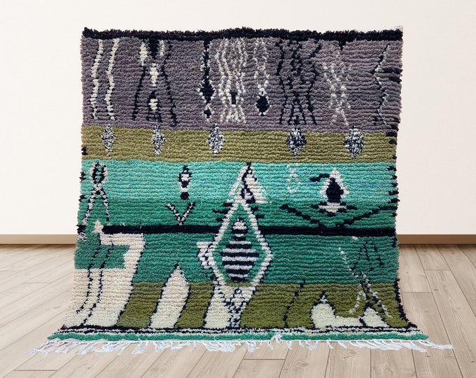 Custom Moroccan Handmade Area Rug: Unique Wool Bohemian Style.