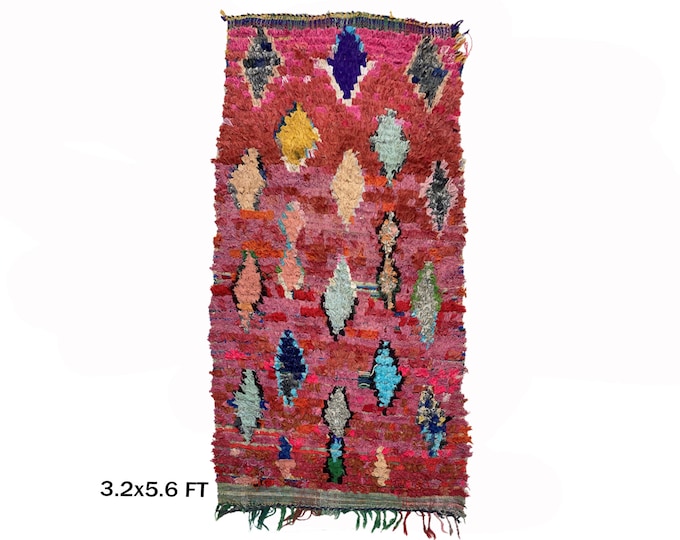 Boucherouite Moroccan Vintage Runner Rug 3x6.