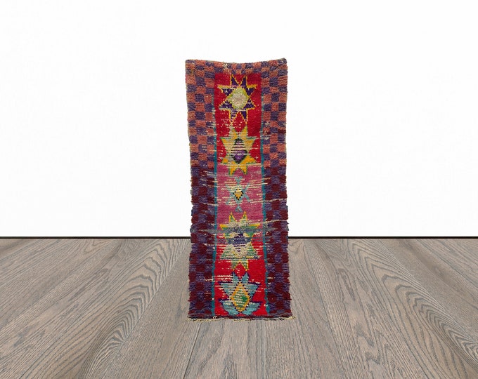 Vintage entryway runner rug, 2x7 feet berber woven runner rug, tribal unique runner rug.