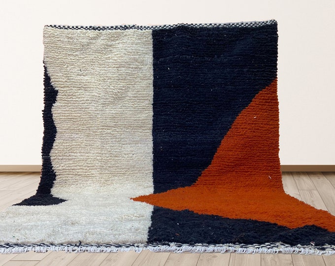 Custom Large Moroccan Area Rug: Handmade Unique Wool Rug.