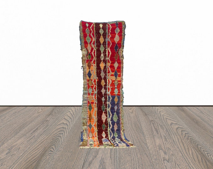 Hallway runner rug, 2x9 feet vintage runner rug, moroccan runner rug, tribal azilal runner rug.