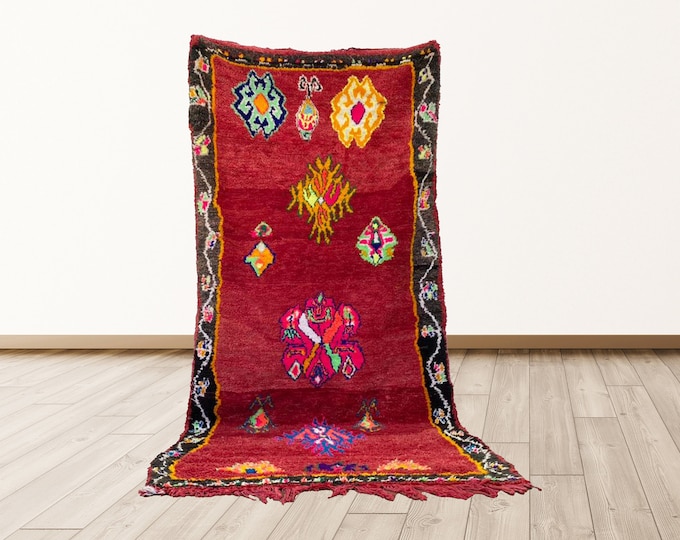 Area Morrocan Berber Vintage Rugs, 4x9 feet Moroccan Azilal Berber Vintage rug,
