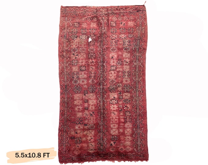 6x11 Large Moroccan Rug, Vintage Home Decor.