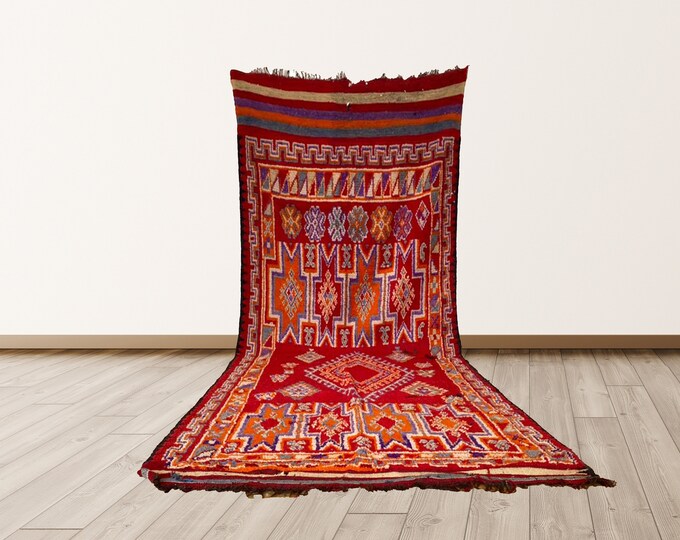 5x10 Moroccan vintage red rug, Moroccan area rug!