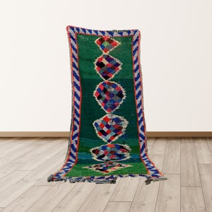 3x7 ft Colorful Azilal Rug, vintage Berber rug, woven amazigh rug.