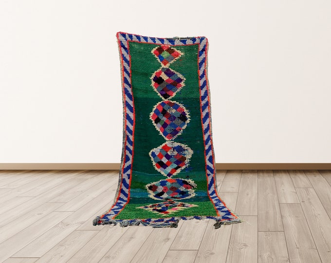 3x7 ft Colorful Azilal Rug, vintage Berber rug, woven amazigh rug.