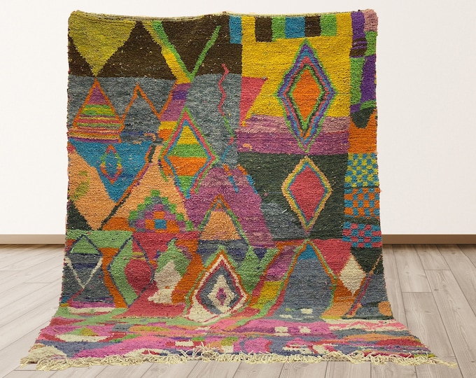 Moroccan Handmade Wool Rug: Boho Chic Custom Rug.