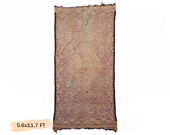 6x12 Large Vintage Moroccan Area Rug,  Unique Bohemian Home Decor.