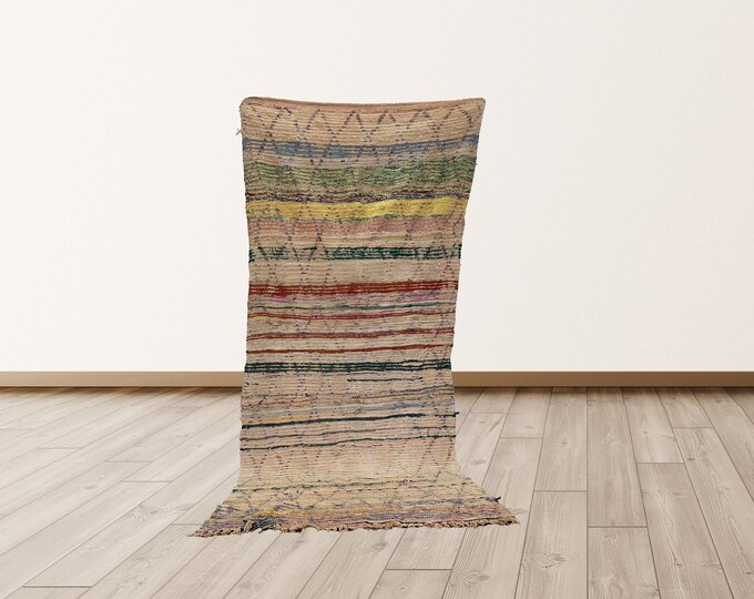 Moroccan rug 8x4 ft, vintage area rug.