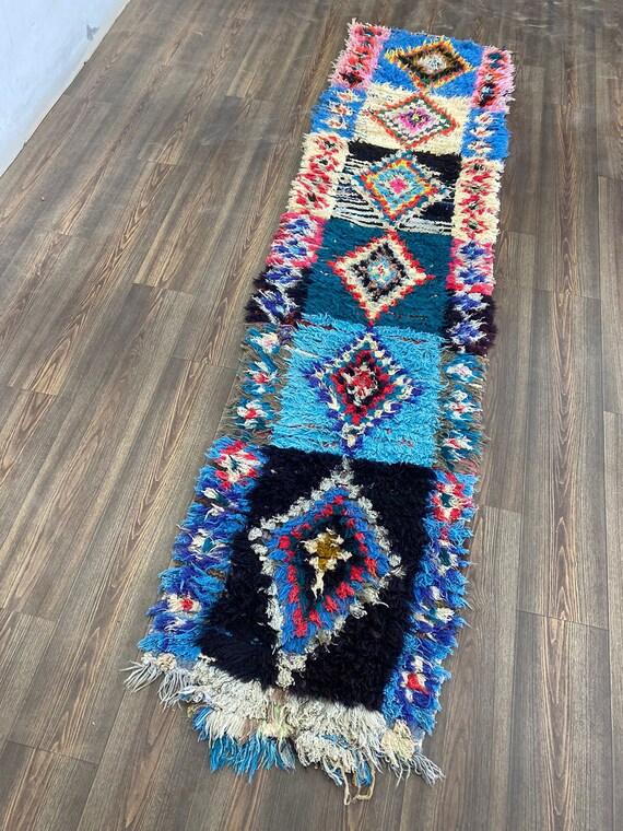 2 x 9 フィートのラグ、モロッコ トライバル アジラル、モロッコ