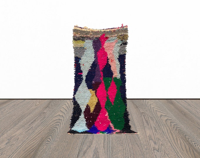 Vintage area rug, 3x7 feet berber moroccan rug, tribal woven rug, bohemian area rug.