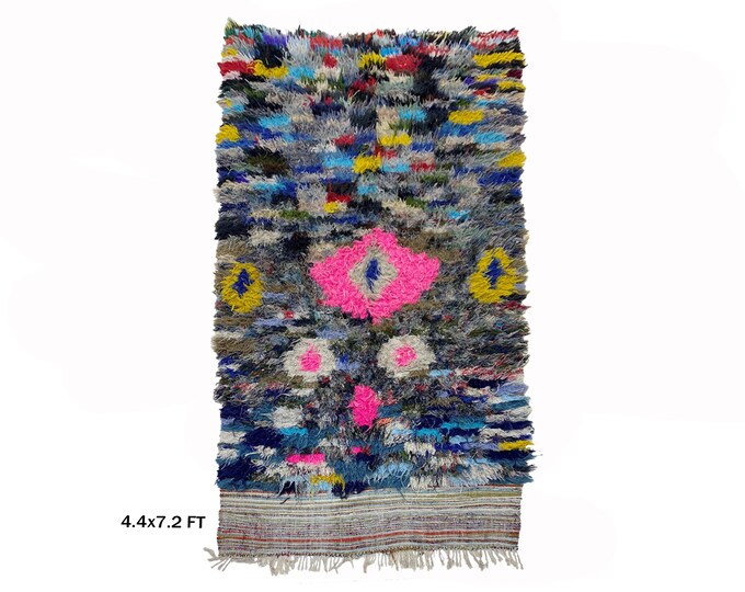 Unique Moroccan Vintage Boho Area Rug 7x4.