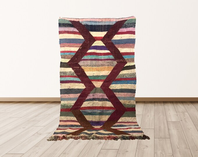 4x7 ft berber kilim rug, Moroccan vintage Kilim area rug!