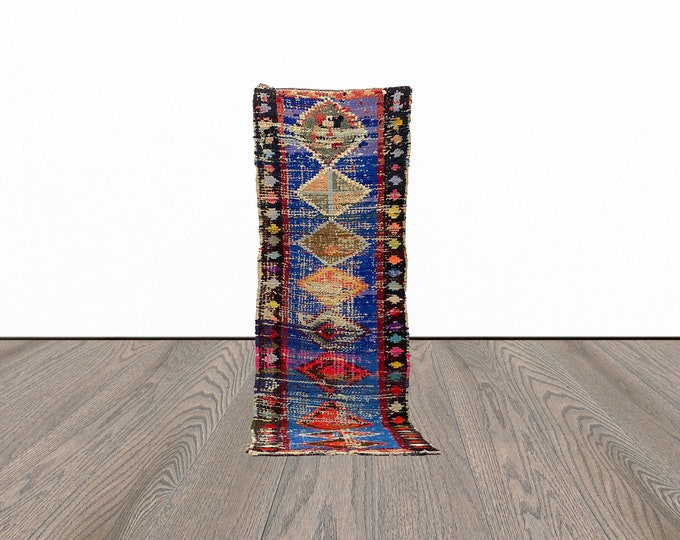 Entryway runner rug, 3x9 feet moroccan runner rug, berber runner rug, vintage runner rug.