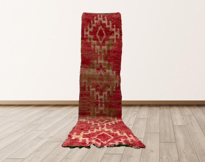 Wool Morrocan rug, 3x11 ft runners Moroccan Vintage Rug, Morrocan Berber Vintage runner Rug.