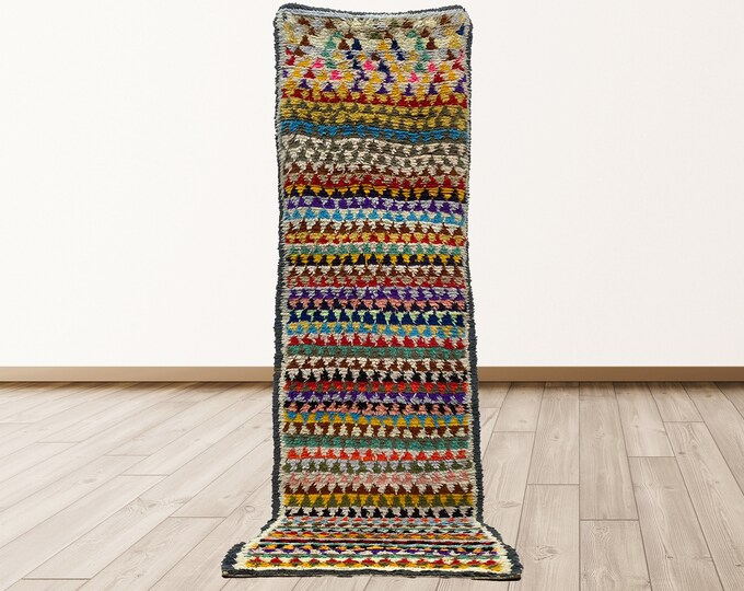 3x9 feet berber tribal Moroccan vintage large rug.