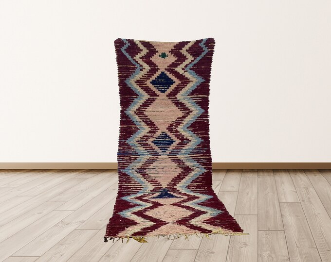 3x9 FT Rug Berber, Moroccan Vintage Rug.