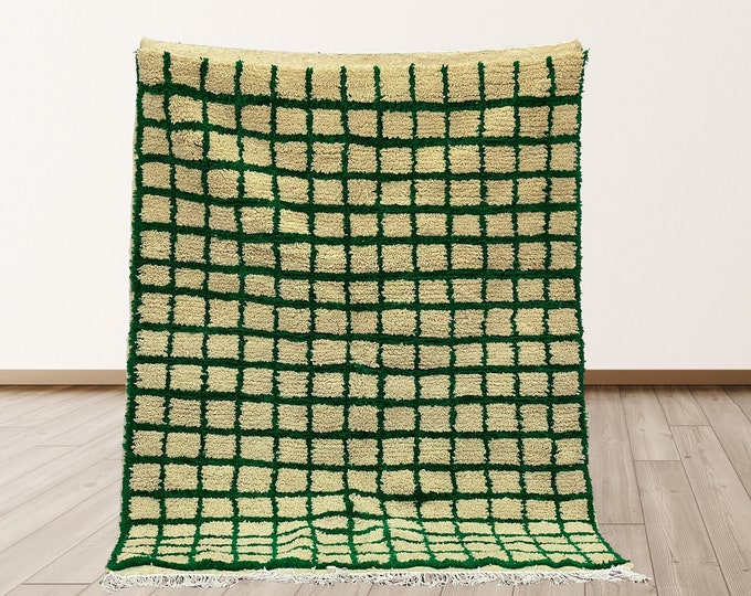 Custom  Moroccan Berber Rug: Grid Handmade Woven Area Rug.