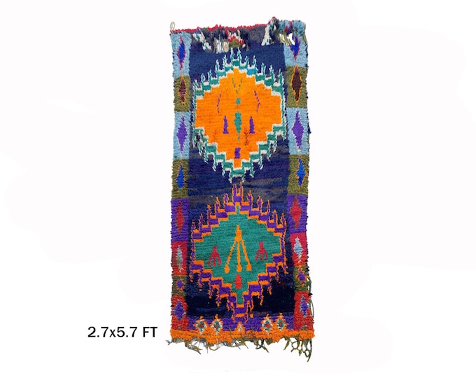Vivid Moroccan Vintage Berber Rug Runner 3x6.