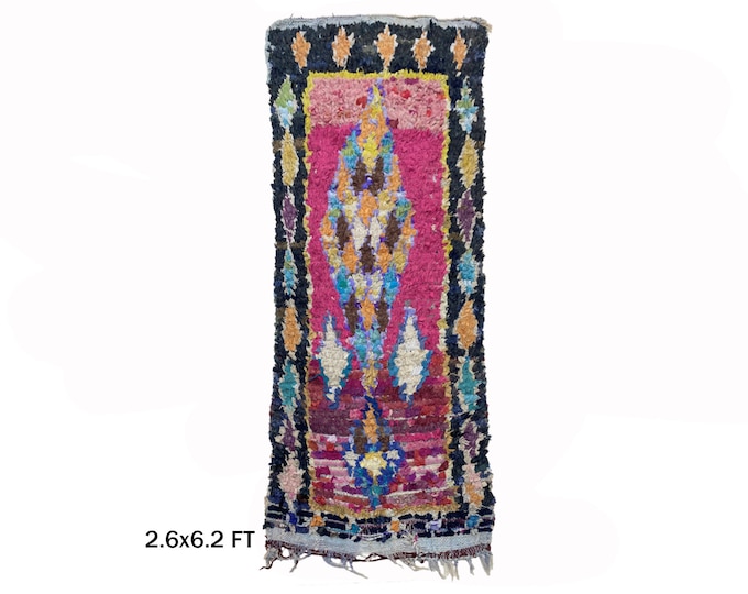Vintage Woven Boucherouite Moroccan Runner Rug 3x6.