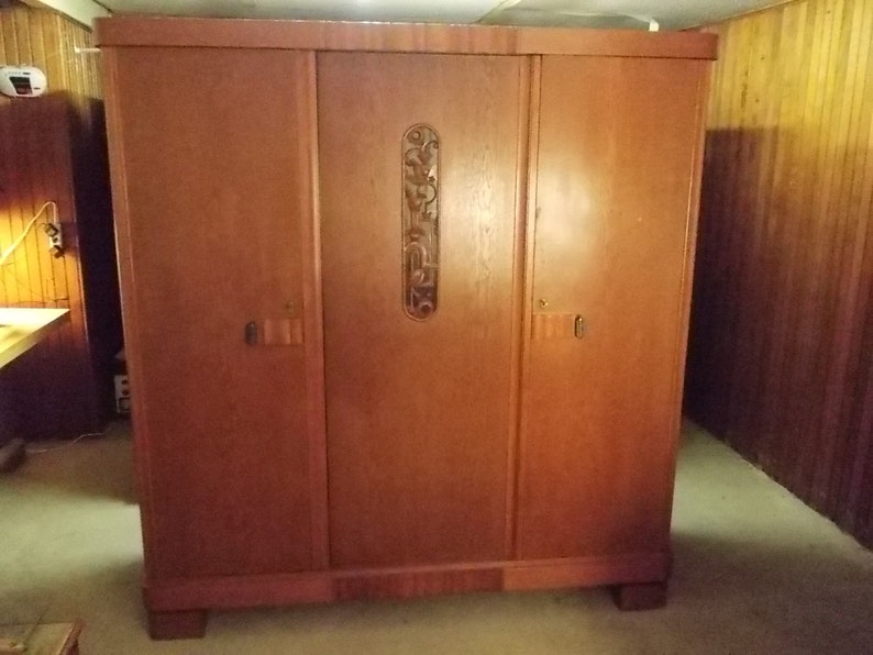 Antique Art Deco Style Wardrobe Etsy