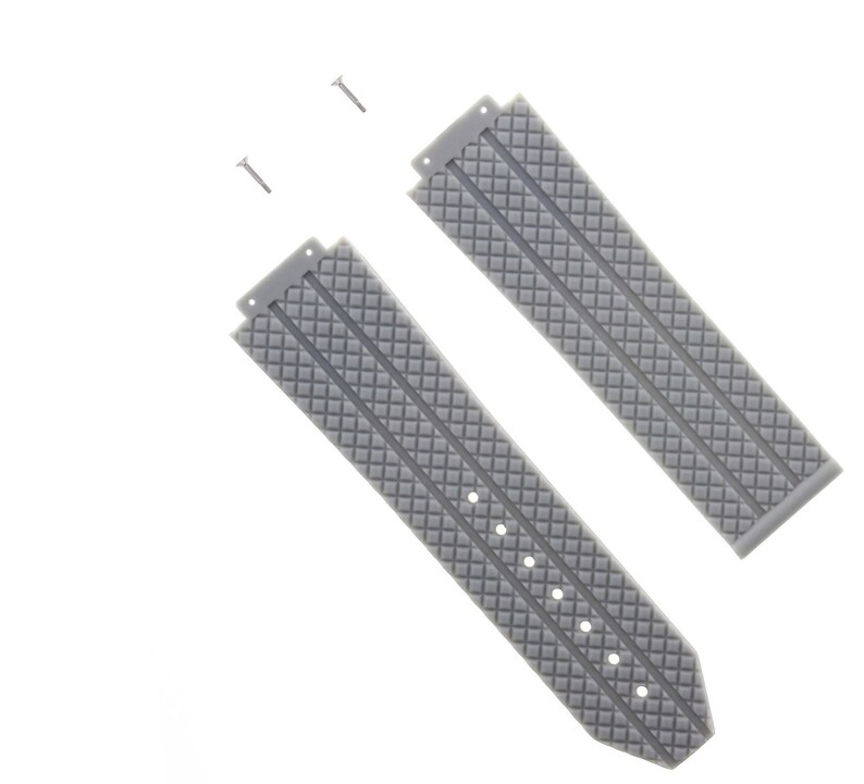 Replacement 24mm Rubber Band Strap For Hublot 44-45 H Big Bang 2 Screw Grey 6H