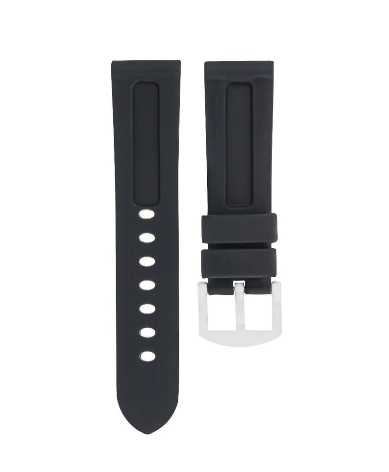 22Mm Soft Rubber Diver Band Strap For Breitling Navitimer Superocean Black #1