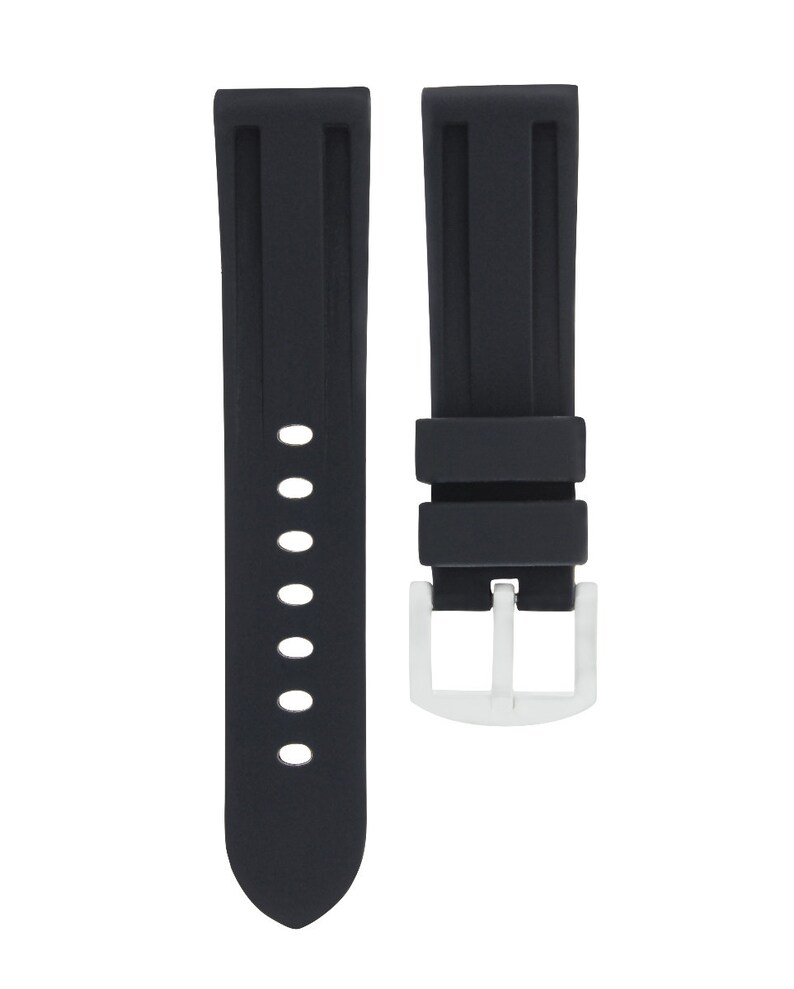22Mm Soft Rubber Diver Band Strap For Breitling Navitimer Superocean Black #1