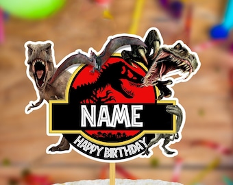 Personalised Jurassic Dinosaur Cake Topper Any Name/ Age