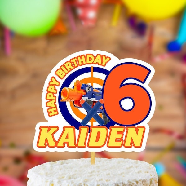 NERF PERSONALISED Game Birthday Cake Topper