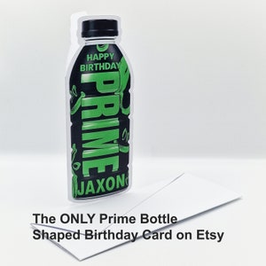 Personalised PRIME Bottle Shape Birthday Card Glowberry