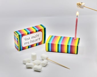 Personalised Pride Mini Marshmallow Toasting Kit in a Matchbox, Birthday Gift For Her, Personal Gift, Birthday Gift For Him