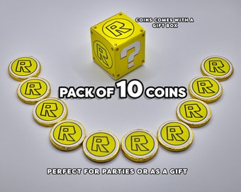 Roblox Themed Milk Chocolate Gold Coins in a Gift Box, Pack of 10