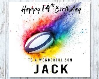 Rugby Birthday Card - Personalised for Boys Girls Brother Sister