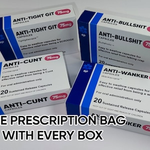 Secret Santa Novelty Pill Box Prank – Funny Rude Gag with Free Prescription Bag