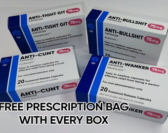 Novelty Joke Pill Box Pranks - Funny Rude Joke Gift - Perfect Present Idea - Free Prescription Bag