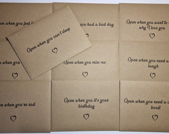Personalised Luxury Open When Envelopes | Long Distance Relationship Gift | Valentines Gift for Him Her | Date Night Idea
