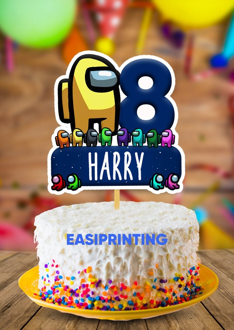 Among Us PERSONALISED Game Birthday Cake Topper *Free 1st Class UK Po…